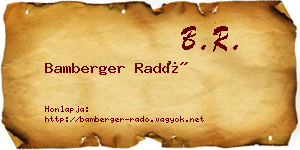 Bamberger Radó névjegykártya
